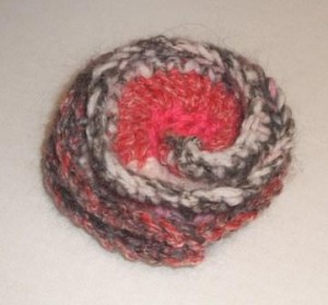 pink grey spiral brooch