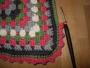 Granny cushion picot edging later removed