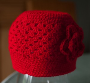 Red crochet hat